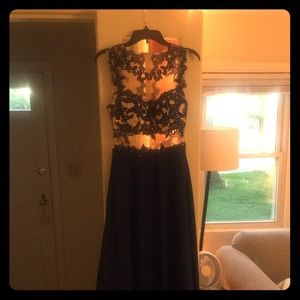 Blue illusion two-piece Formal Dress